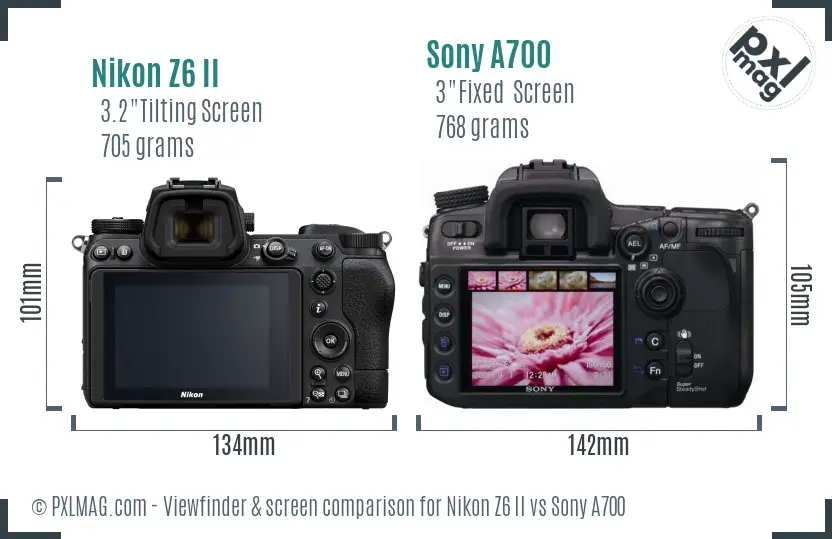 Nikon Z6 II vs Sony A700 Screen and Viewfinder comparison