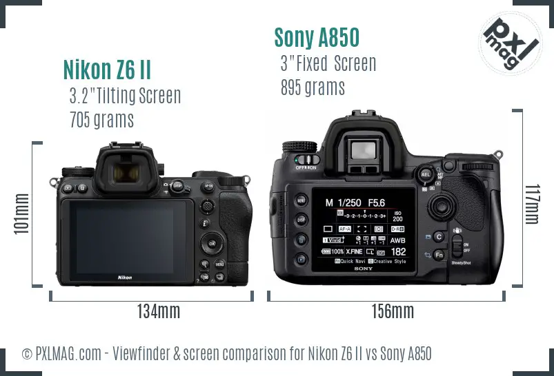 Nikon Z6 II vs Sony A850 Screen and Viewfinder comparison