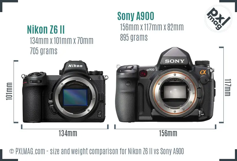 Nikon Z6 II vs Sony A900 size comparison