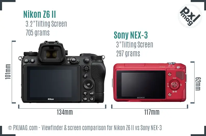 Nikon Z6 II vs Sony NEX-3 Screen and Viewfinder comparison
