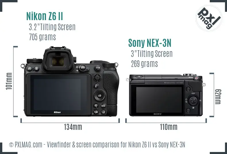 Nikon Z6 II vs Sony NEX-3N Screen and Viewfinder comparison