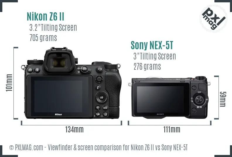 Nikon Z6 II vs Sony NEX-5T Screen and Viewfinder comparison
