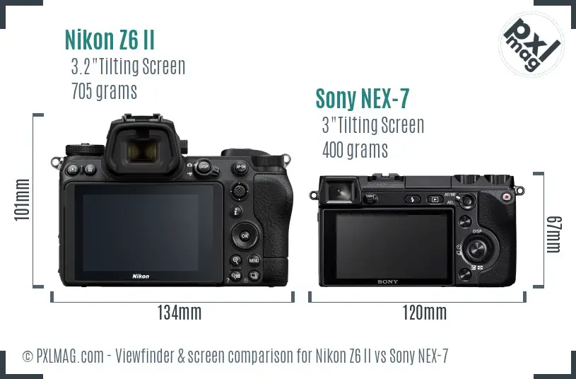 Nikon Z6 II vs Sony NEX-7 Screen and Viewfinder comparison