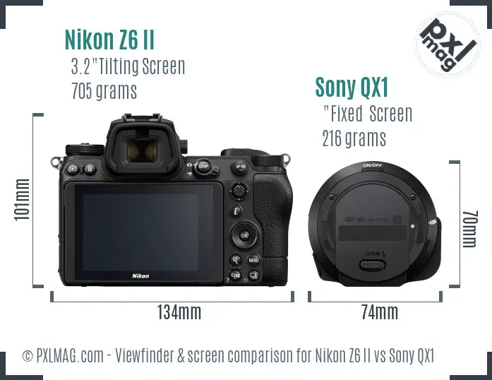 Nikon Z6 II vs Sony QX1 Screen and Viewfinder comparison