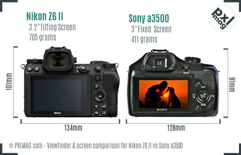 Nikon Z6 II vs Sony a3500 Screen and Viewfinder comparison