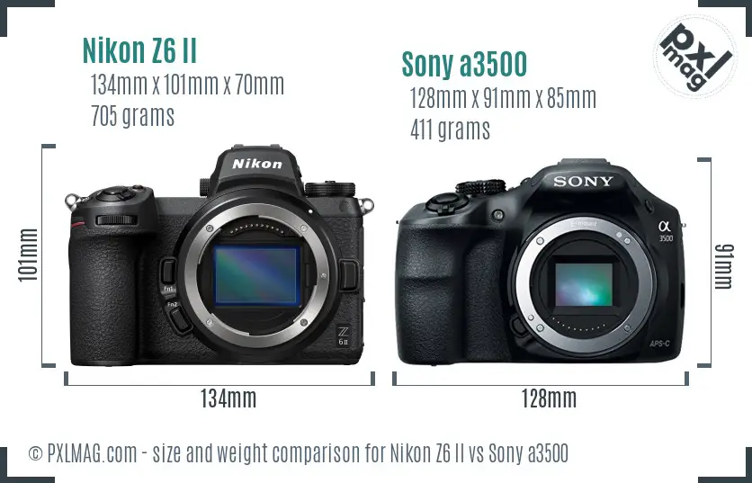 Nikon Z6 II vs Sony a3500 size comparison