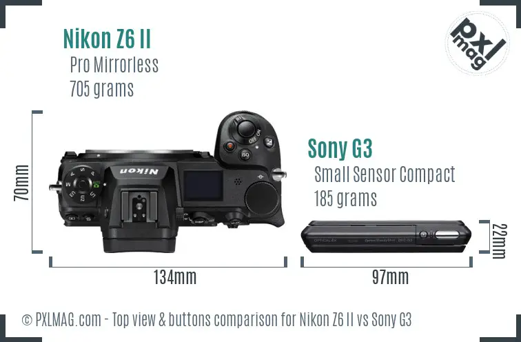 Nikon Z6 II vs Sony G3 top view buttons comparison