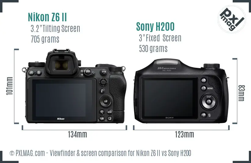 Nikon Z6 II vs Sony H200 Screen and Viewfinder comparison