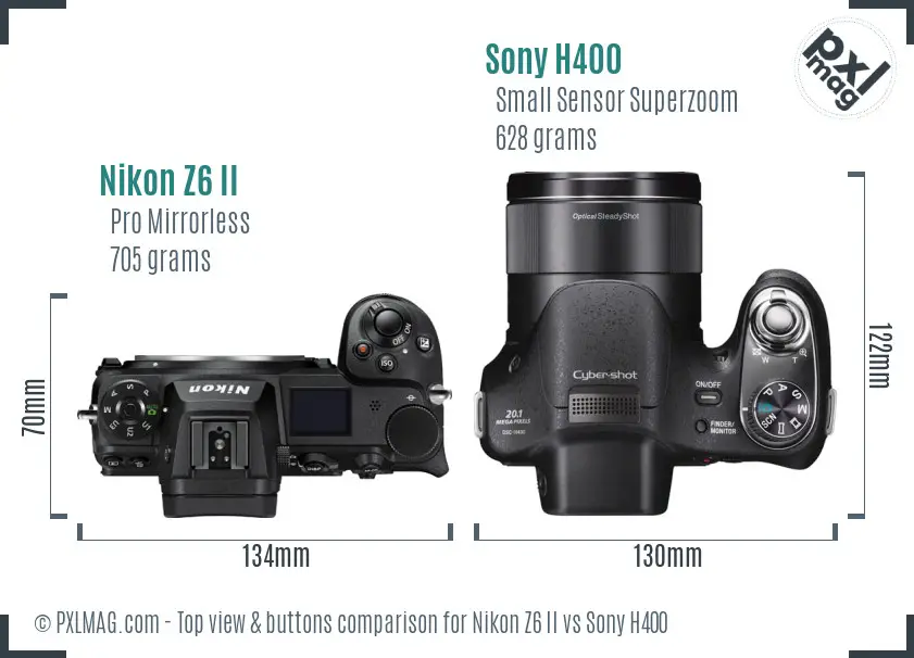 Nikon Z6 II vs Sony H400 top view buttons comparison