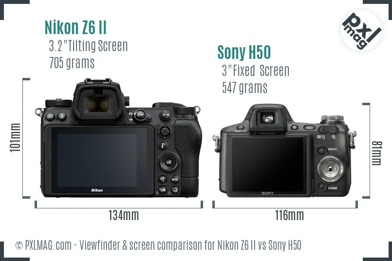 Nikon Z6 II vs Sony H50 Screen and Viewfinder comparison