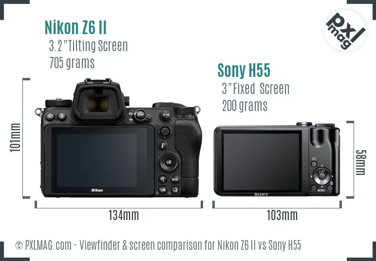 Nikon Z6 II vs Sony H55 Screen and Viewfinder comparison