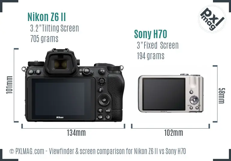 Nikon Z6 II vs Sony H70 Screen and Viewfinder comparison