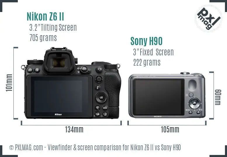 Nikon Z6 II vs Sony H90 Screen and Viewfinder comparison