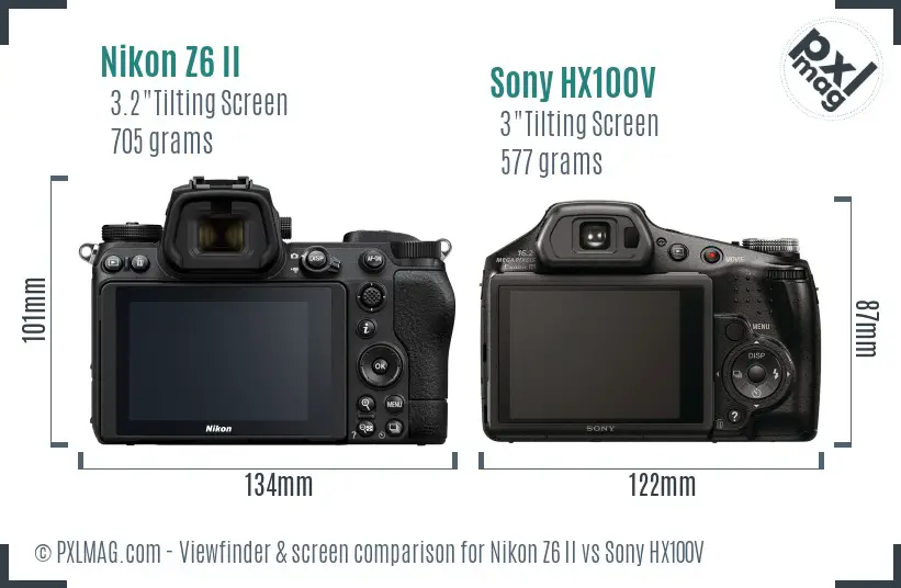 Nikon Z6 II vs Sony HX100V Screen and Viewfinder comparison