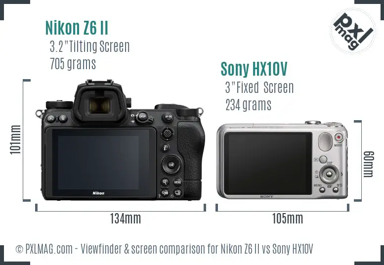 Nikon Z6 II vs Sony HX10V Screen and Viewfinder comparison