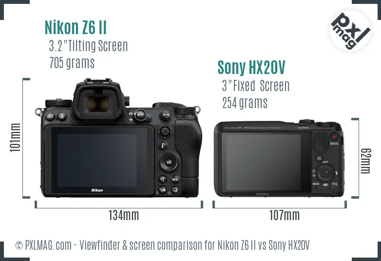 Nikon Z6 II vs Sony HX20V Screen and Viewfinder comparison