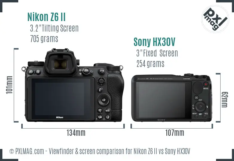 Nikon Z6 II vs Sony HX30V Screen and Viewfinder comparison
