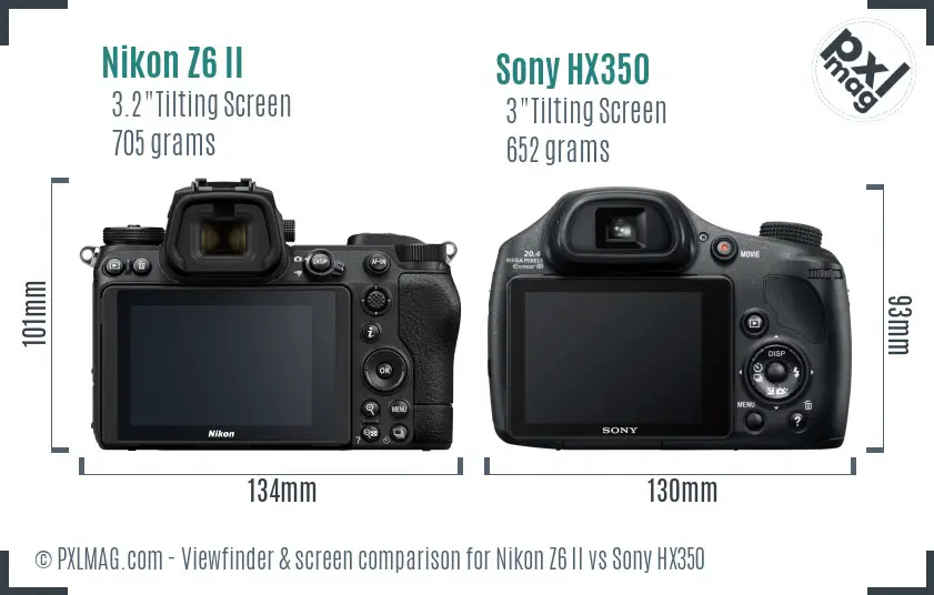 Nikon Z6 II vs Sony HX350 Screen and Viewfinder comparison