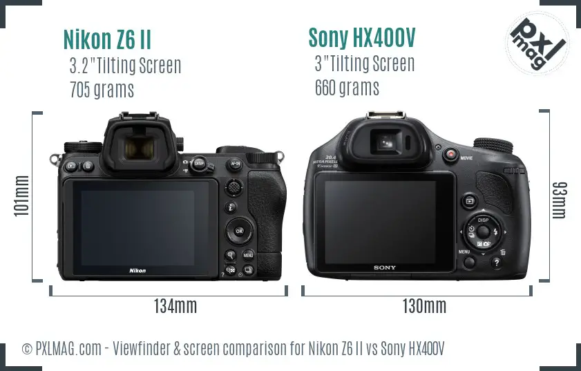 Nikon Z6 II vs Sony HX400V Screen and Viewfinder comparison