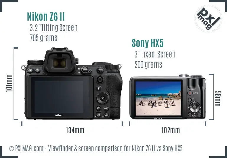 Nikon Z6 II vs Sony HX5 Screen and Viewfinder comparison