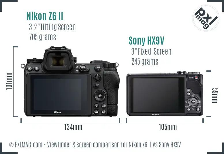 Nikon Z6 II vs Sony HX9V Screen and Viewfinder comparison