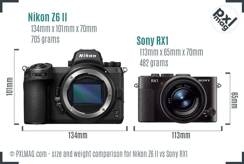 Nikon Z6 II vs Sony RX1 size comparison