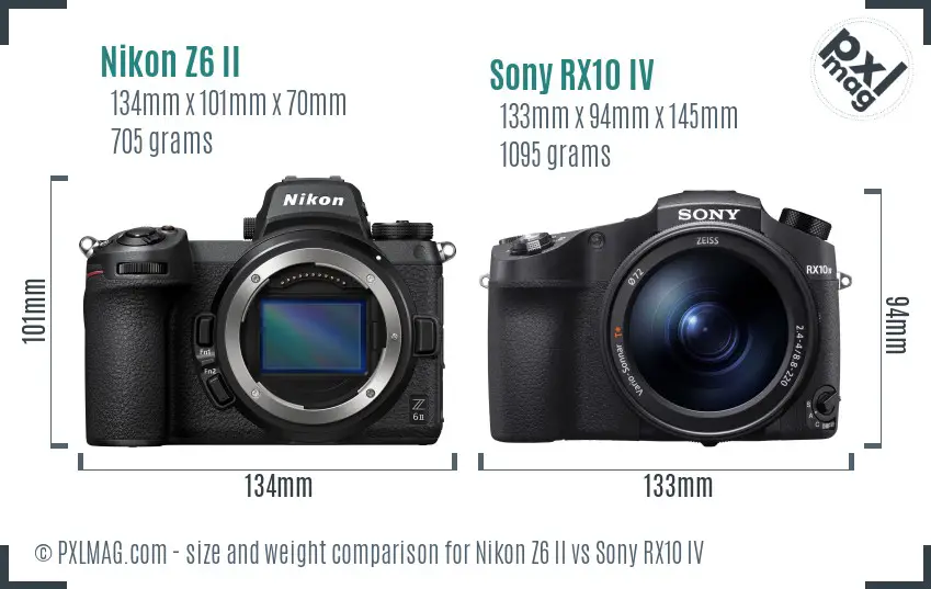Nikon Z6 II vs Sony RX10 IV size comparison