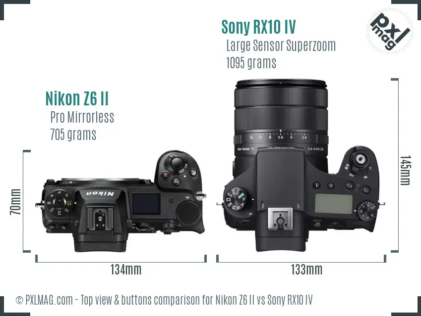 Nikon Z6 II vs Sony RX10 IV top view buttons comparison