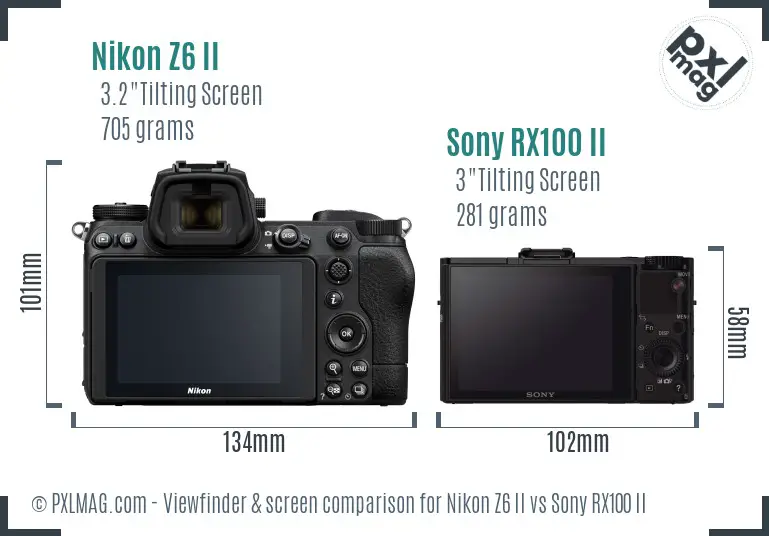 Nikon Z6 II vs Sony RX100 II Screen and Viewfinder comparison