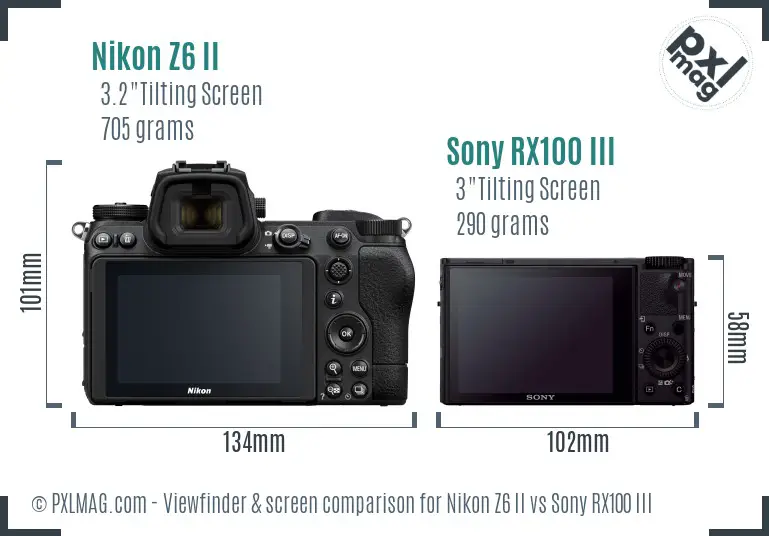Nikon Z6 II vs Sony RX100 III Screen and Viewfinder comparison