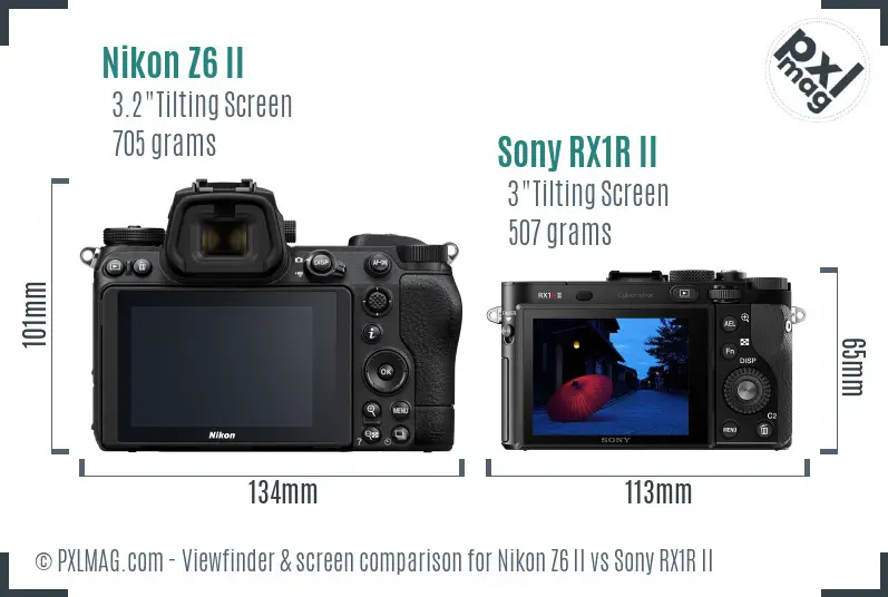 Nikon Z6 II vs Sony RX1R II Screen and Viewfinder comparison