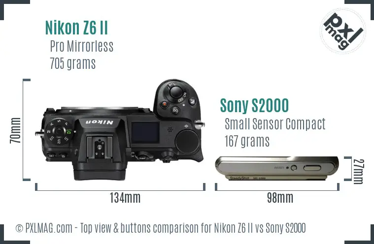 Nikon Z6 II vs Sony S2000 top view buttons comparison