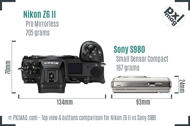 Nikon Z6 II vs Sony S980 top view buttons comparison