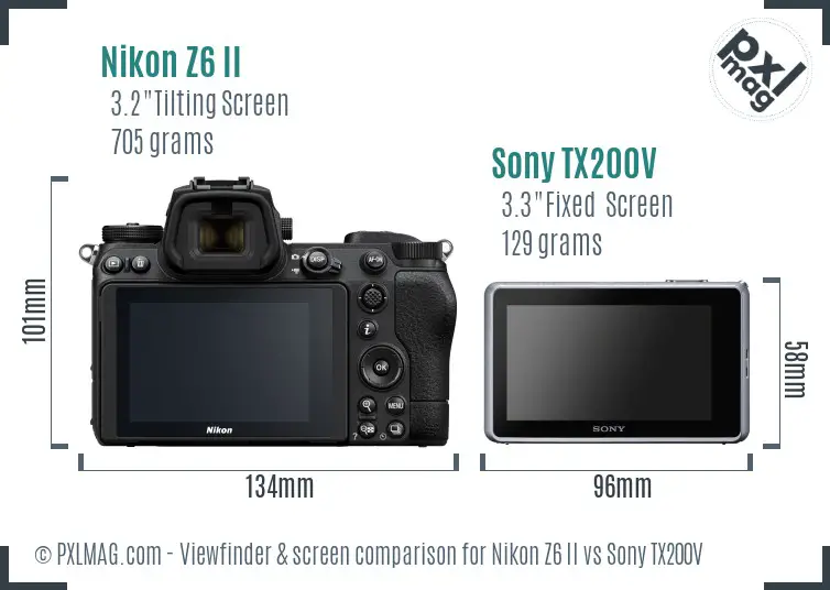 Nikon Z6 II vs Sony TX200V Screen and Viewfinder comparison