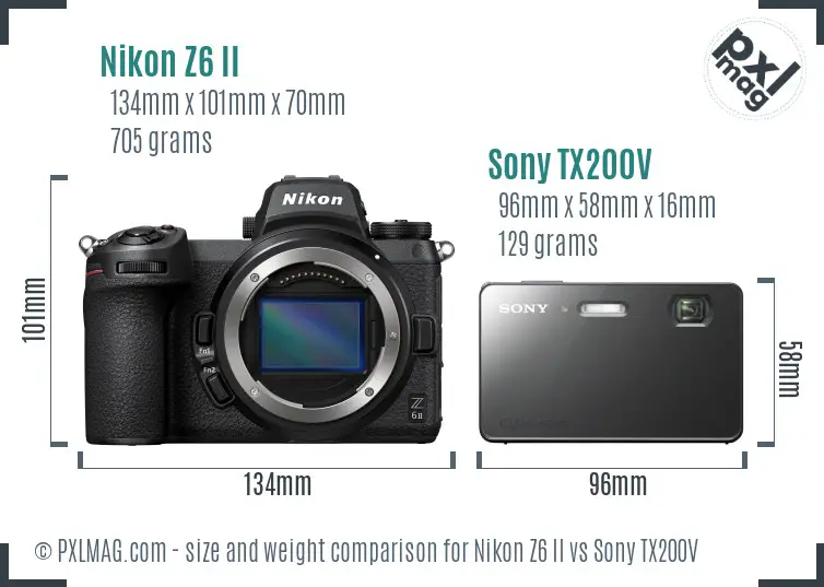 Nikon Z6 II vs Sony TX200V size comparison