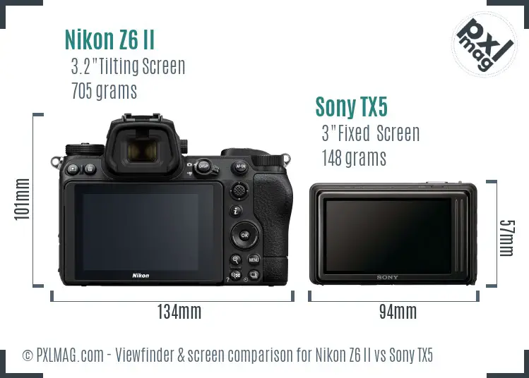 Nikon Z6 II vs Sony TX5 Screen and Viewfinder comparison