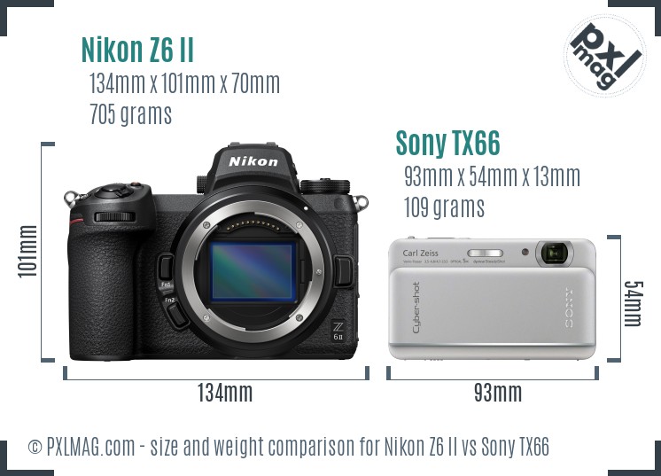 Nikon Z6 II vs Sony TX66 size comparison