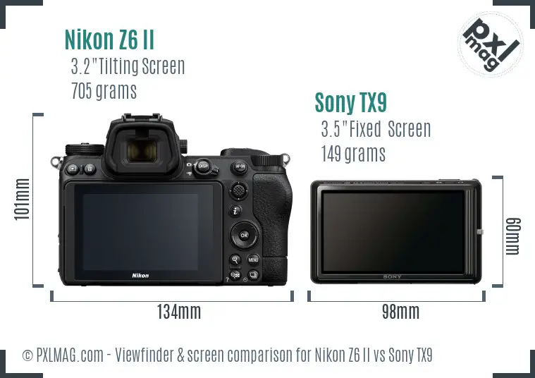 Nikon Z6 II vs Sony TX9 Screen and Viewfinder comparison