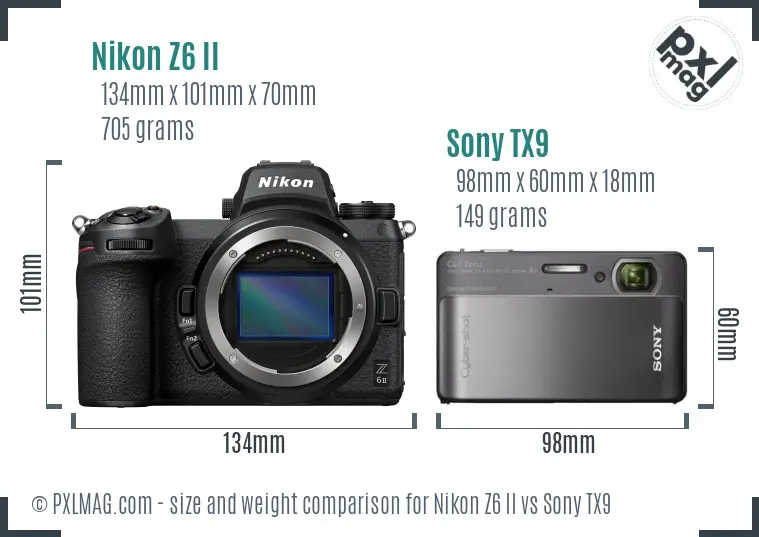 Nikon Z6 II vs Sony TX9 size comparison
