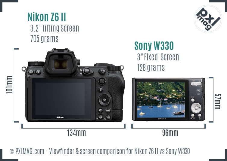 Nikon Z6 II vs Sony W330 Screen and Viewfinder comparison
