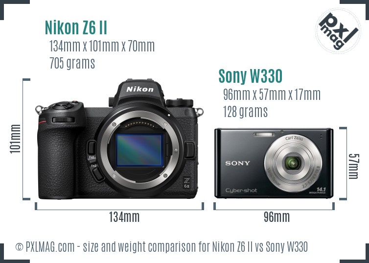 Nikon Z6 II vs Sony W330 size comparison