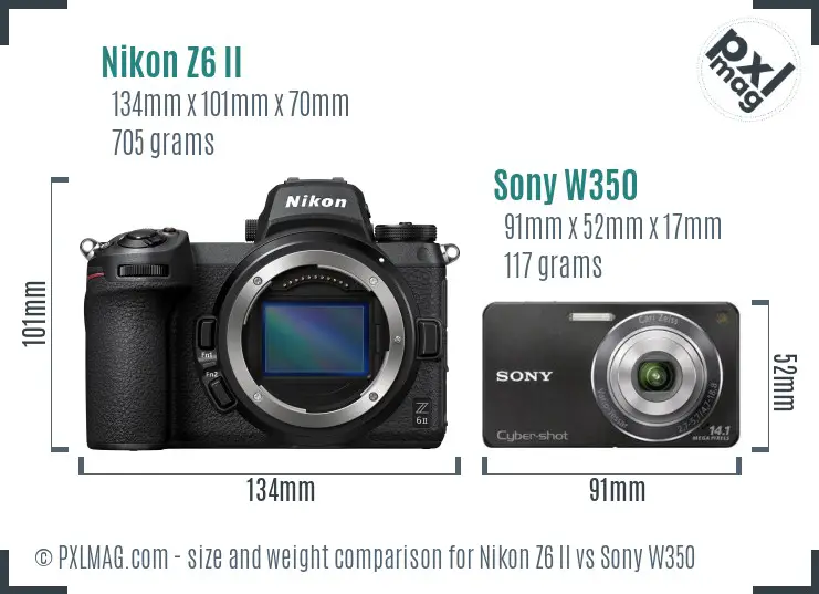 Nikon Z6 II vs Sony W350 size comparison