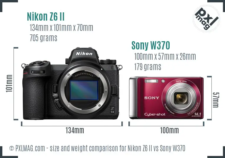 Nikon Z6 II vs Sony W370 size comparison