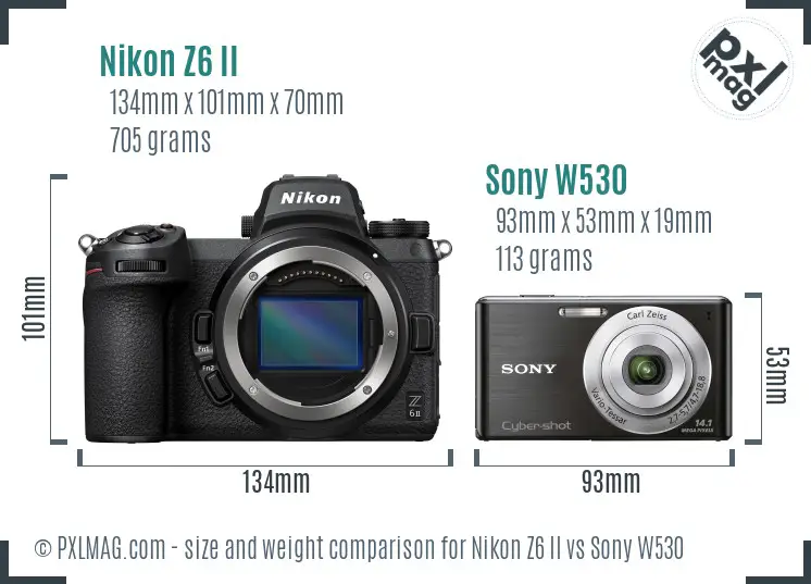 Nikon Z6 II vs Sony W530 size comparison Nikon Z6 II vs Sony W530 size comparison
