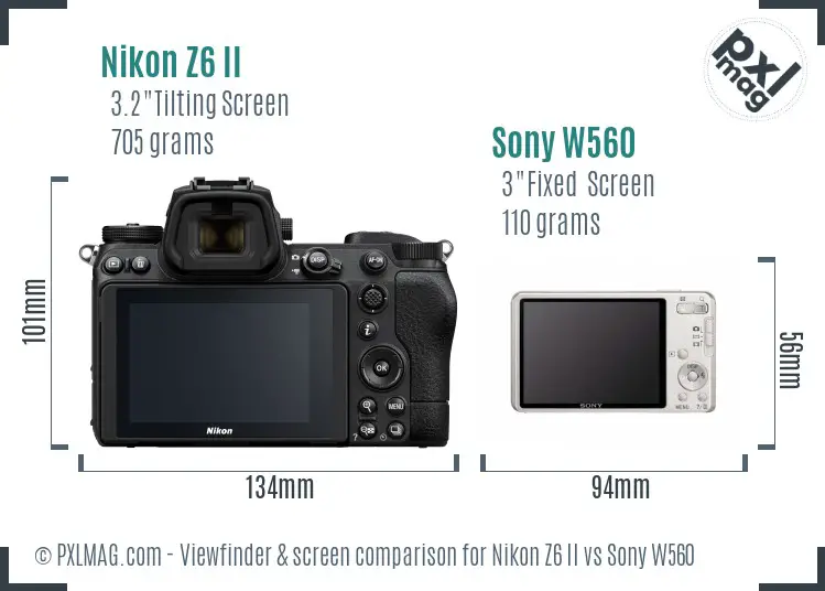 Nikon Z6 II vs Sony W560 Screen and Viewfinder comparison