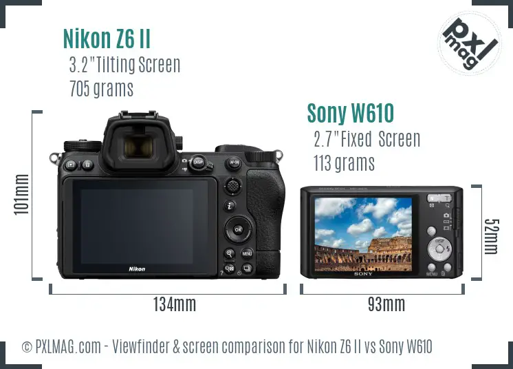 Nikon Z6 II vs Sony W610 Screen and Viewfinder comparison