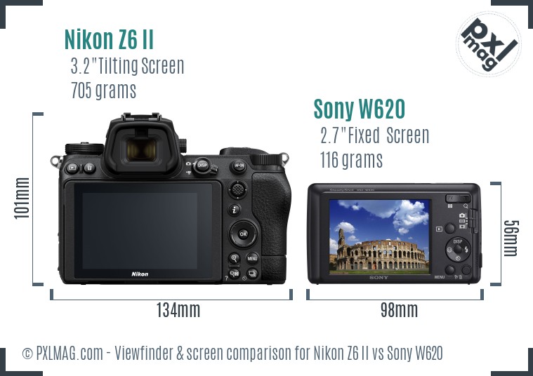 Nikon Z6 II vs Sony W620 Screen and Viewfinder comparison