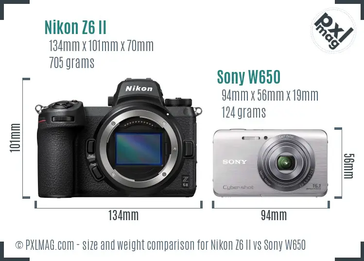 Nikon Z6 II vs Sony W650 size comparison