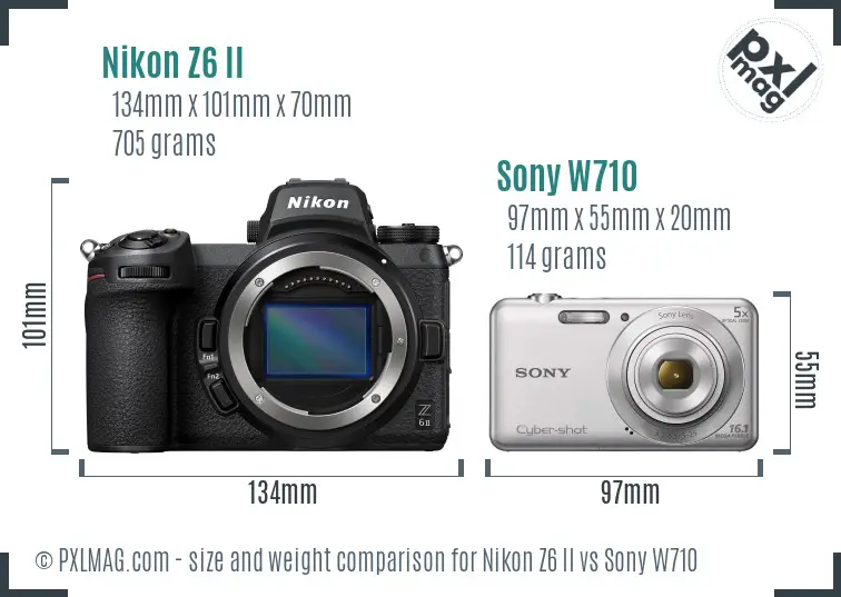 Nikon Z6 II vs Sony W710 size comparison Nikon Z6 II vs Sony W710 size comparison