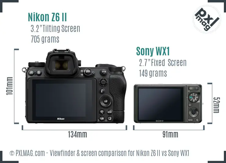 Nikon Z6 II vs Sony WX1 Screen and Viewfinder comparison